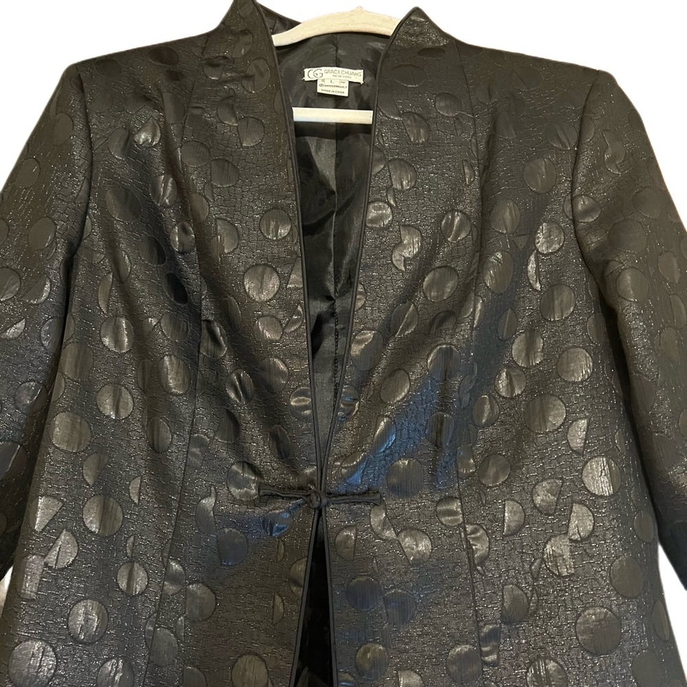 Vintage Grace Chuang New York Asian Inspired Open Front Shimmery Jacket Sz L